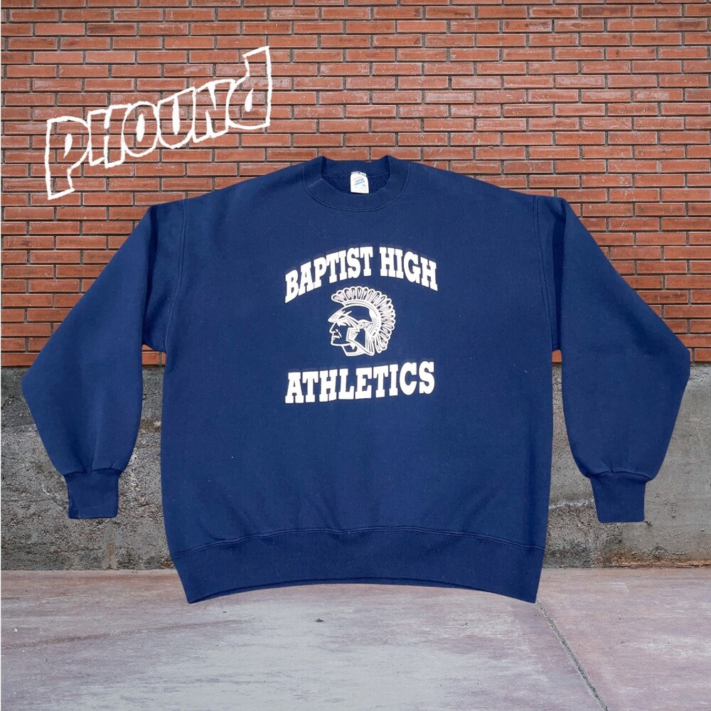 Vtg 90s JERZEEZ Sweatshirt XL Mens USA Super Sweats Navy Blue